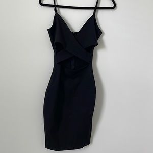 Black form fitting midi dress